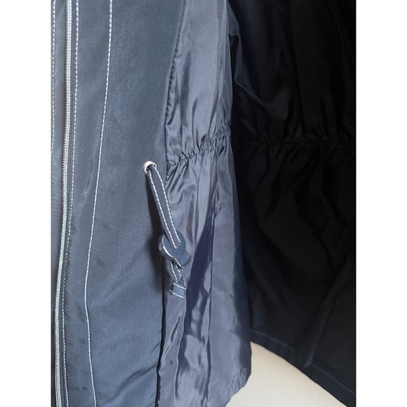 Talbots Navy Hooded Utility Jacket Women's Large Zip Front Drawstring Waist - Picture 9 of 16